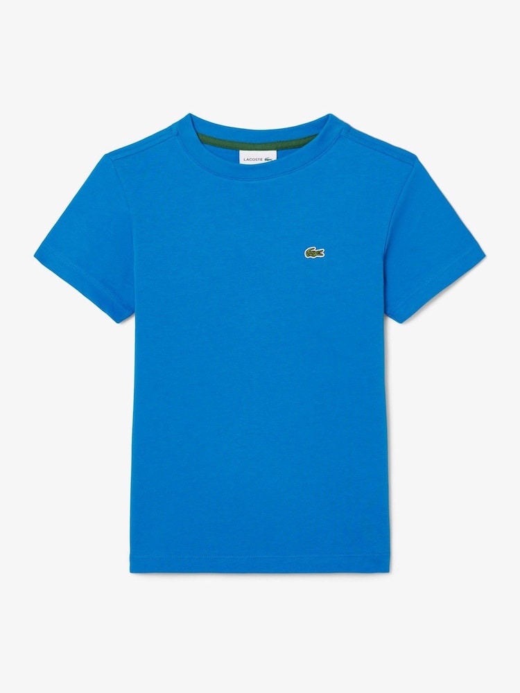 Blau/Chrom - Lacoste – T-Shirt aus einfarbigem Jersey - Bild 1 von 2 Blau/Chrom - Lacoste – T-Shirt aus einfarbigem Jersey - Bild 1 von 2