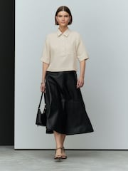 Neutral Crepe Short Sleeve Polo Shirt - Image 2 of 7