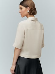 Neutral Crepe Short Sleeve Polo Shirt - Image 3 of 7