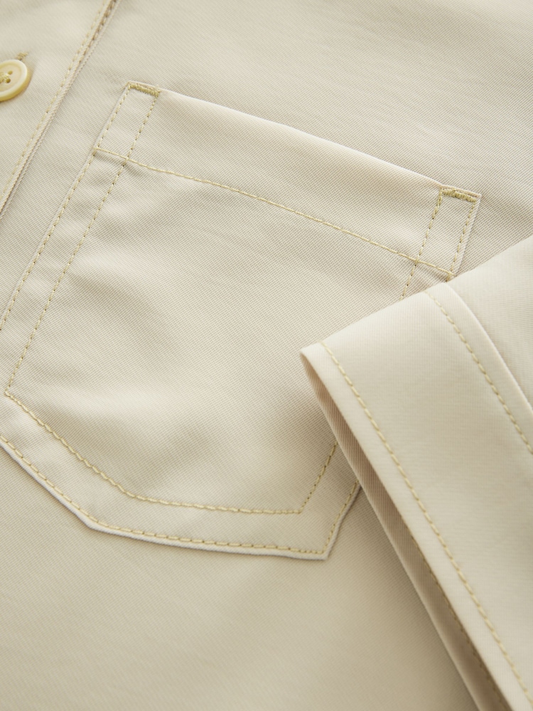 Neutral Crepe Short Sleeve Polo Shirt - Image 7 of 7