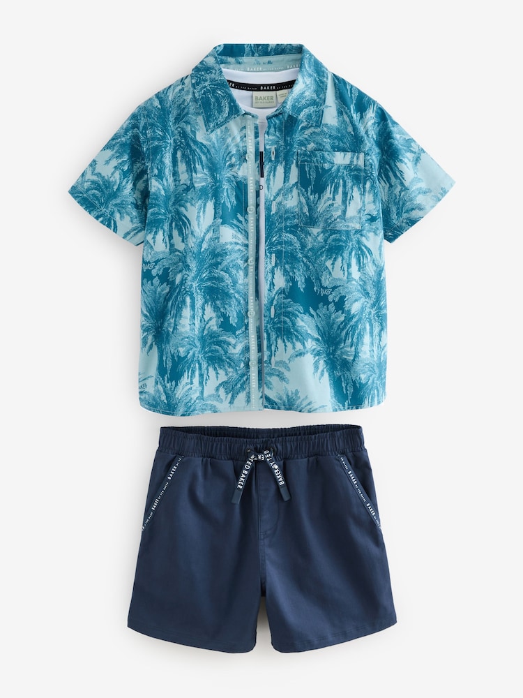 Baker by Ted Baker Blue Shirt, T-Shirt and Shorts Set - Image 9 of 13