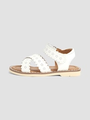 JoJo Maman Bébé White Cross-Over Leather Sandals - Image 4 of 4