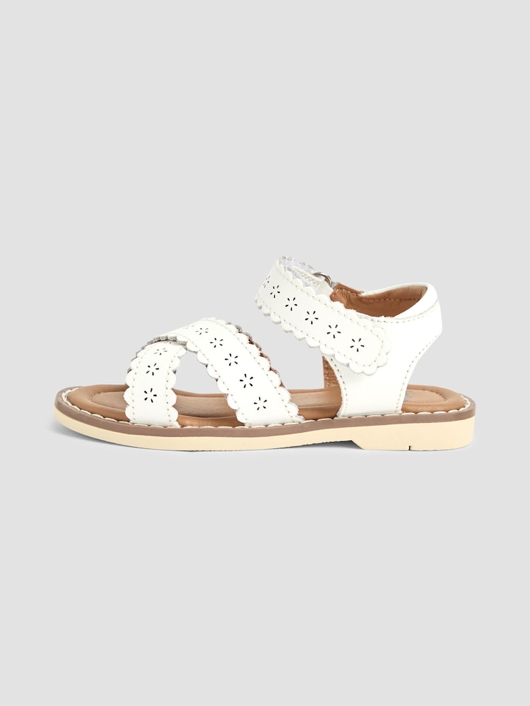 JoJo Maman Bébé White Cross-Over Leather Sandals - Image 4 of 4