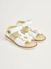 JoJo Maman Bébé White Flower Print Leather Sandals - Image 1 of 4