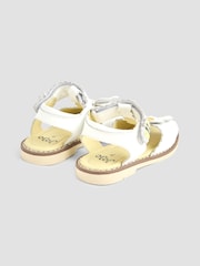 JoJo Maman Bébé White Flower Print Leather Sandals - Image 2 of 4