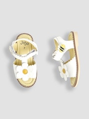 JoJo Maman Bébé White Flower Print Leather Sandals - Image 3 of 4