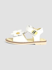 JoJo Maman Bébé White Flower Print Leather Sandals - Image 4 of 4