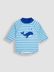 JoJo Maman Bébé Blue Appliqué Sun Protection Rash Vest - Image 1 of 3