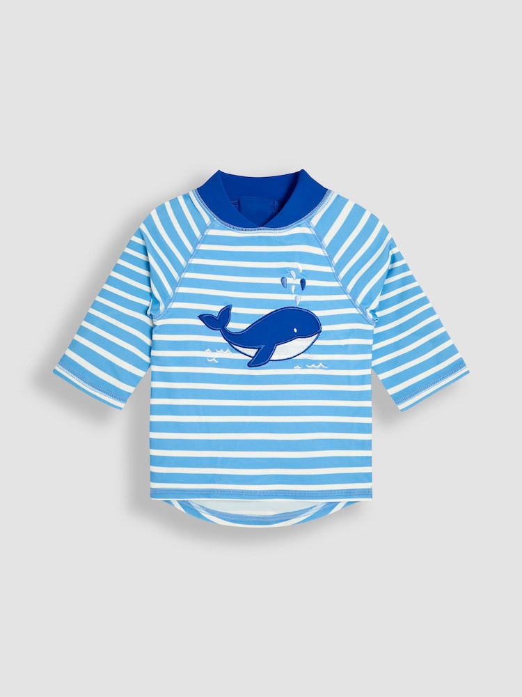 JoJo Maman Bébé Blue Appliqué Sun Protection Rash Vest - Image 1 of 3