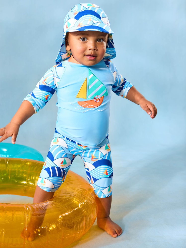 JoJo Maman Bébé Blue Sun Protection Hat - Image 4 of 4