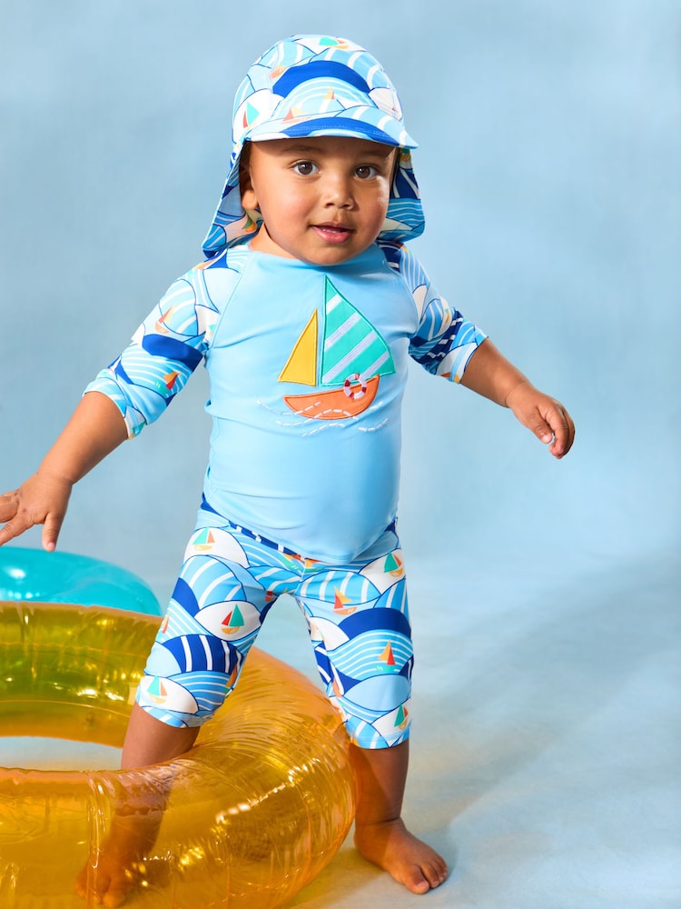 JoJo Maman Bébé Blue Sun Protection Hat - Image 6 of 6