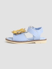 JoJo Maman Bébé Blue Flower Leather Sandals - Image 3 of 4
