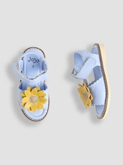 JoJo Maman Bébé Blue Flower Leather Sandals - Image 4 of 4