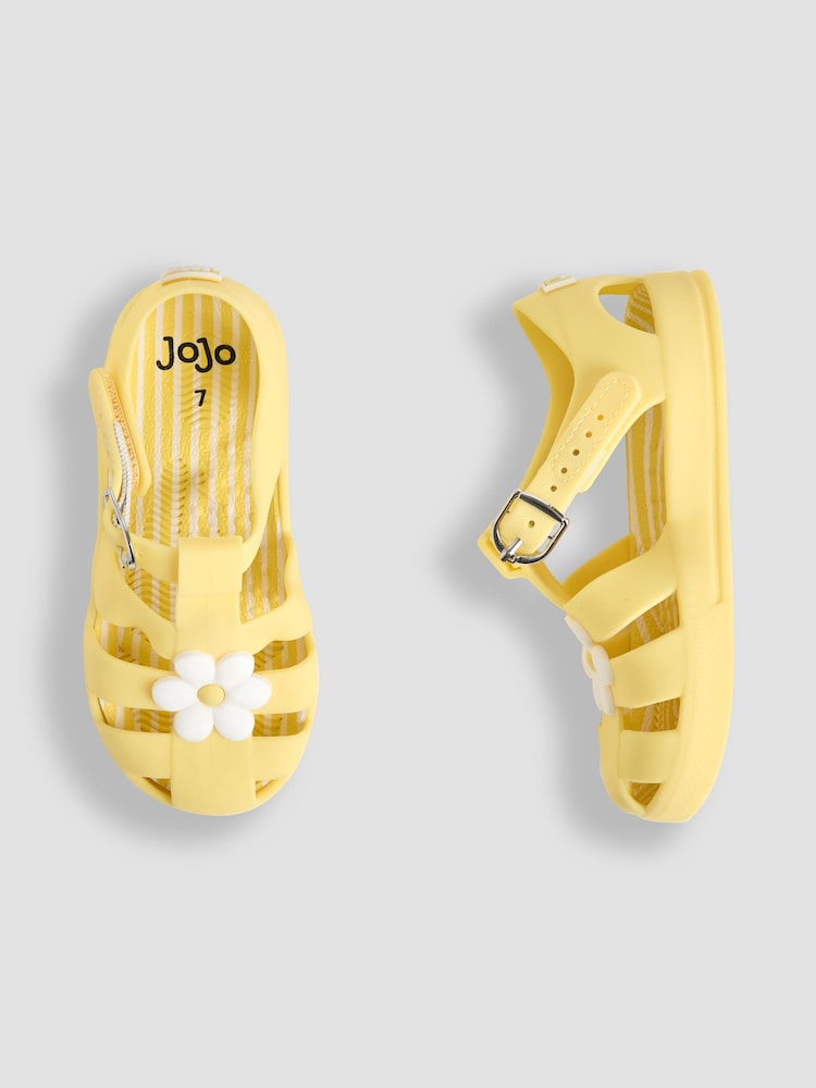 JoJo Maman Bébé Yellow Flower Jelly Sandals - Image 3 of 4