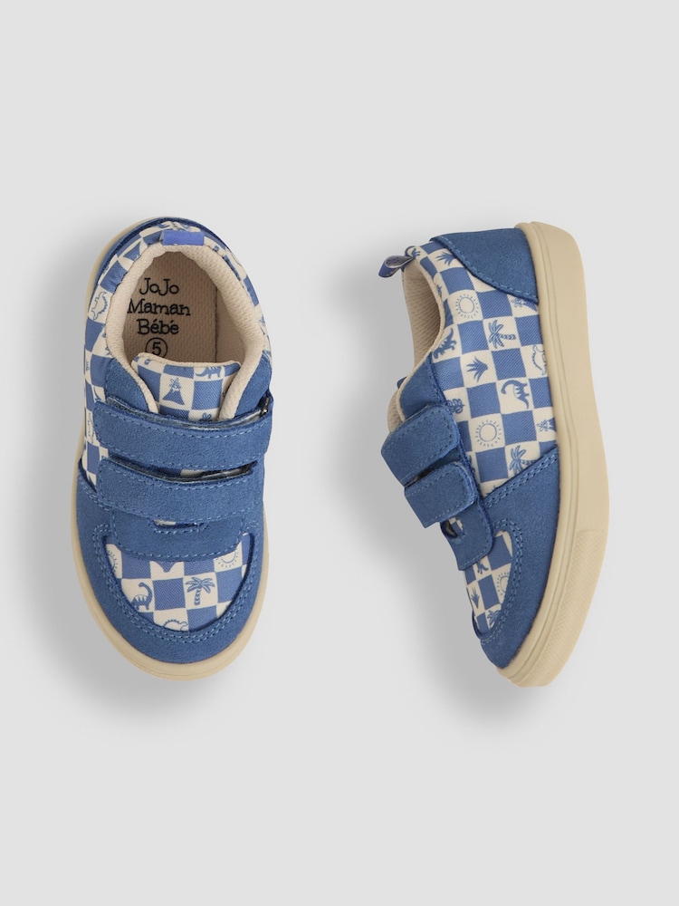 JoJo Maman Bébé Blue Colourblock Riptape Trainer - Image 3 of 4