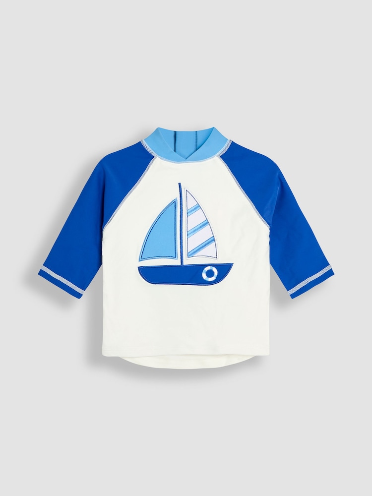 JoJo Maman Bébé Navy Appliqué Sun Protection Rash Vest - Image 1 of 3