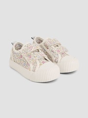 JoJo Maman Bébé Pink Double Strap Canvas Pumps - Image 1 of 4