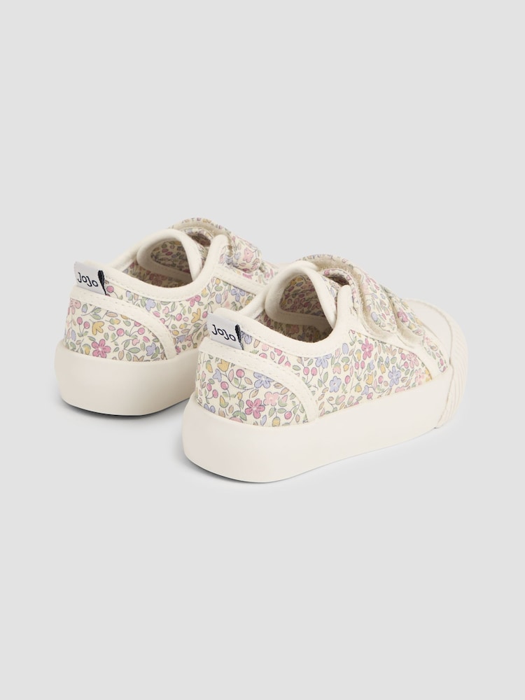 JoJo Maman Bébé Pink Double Strap Canvas Pumps - Image 2 of 4