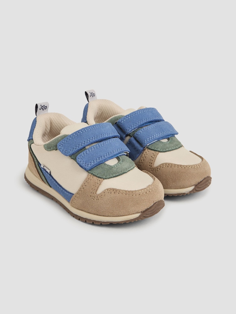 JoJo Maman Bébé Natural Colourblock Riptape Trainer - Image 1 of 3