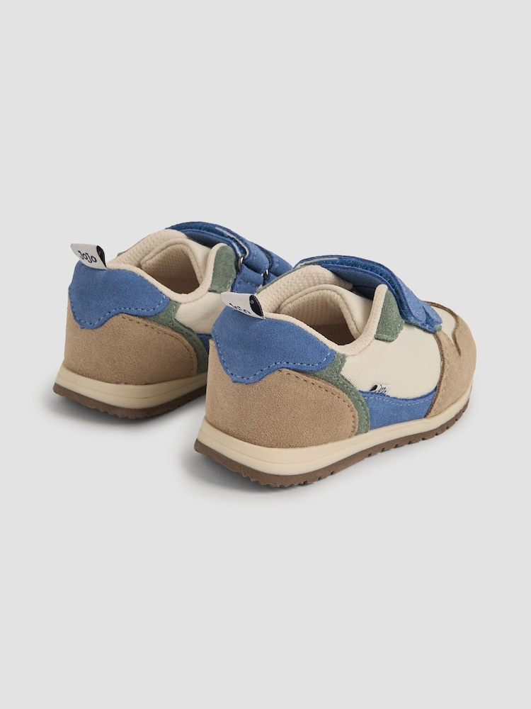 JoJo Maman Bébé Natural Colourblock Riptape Trainer - Image 2 of 3