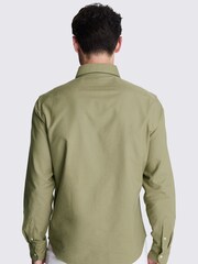 MOSS Green Washed 100% Cotton Oxford Shirt - Image 3 of 4