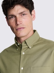 MOSS Green Washed 100% Cotton Oxford Shirt - Image 4 of 4