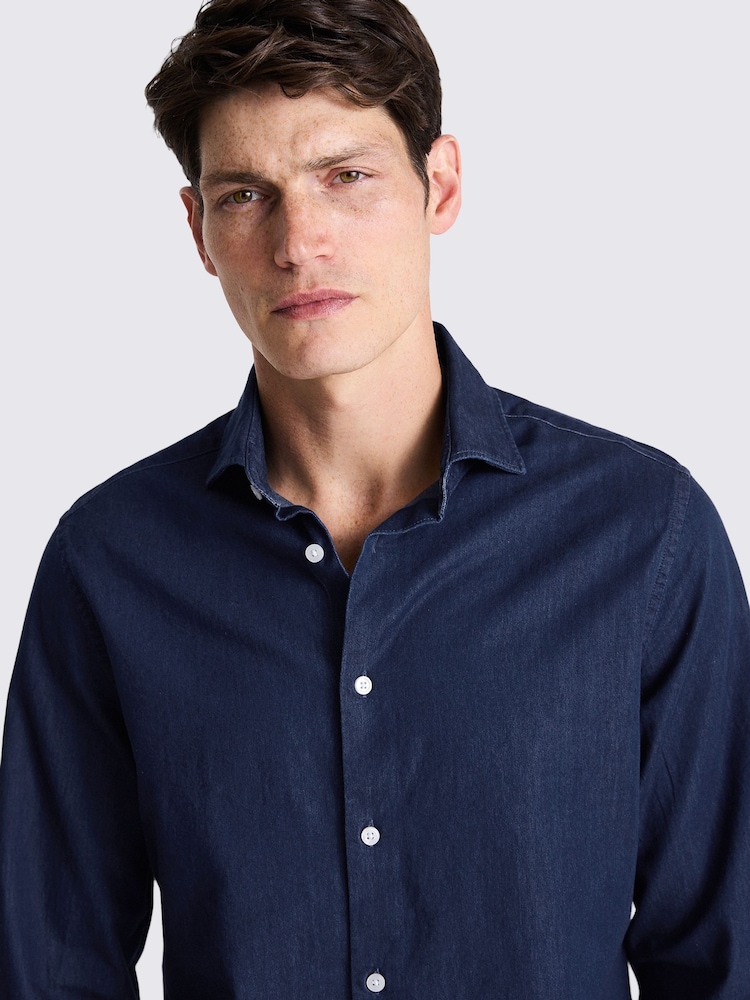 MOSS Blue 100% Cotton Denim Shirt - Image 4 of 6
