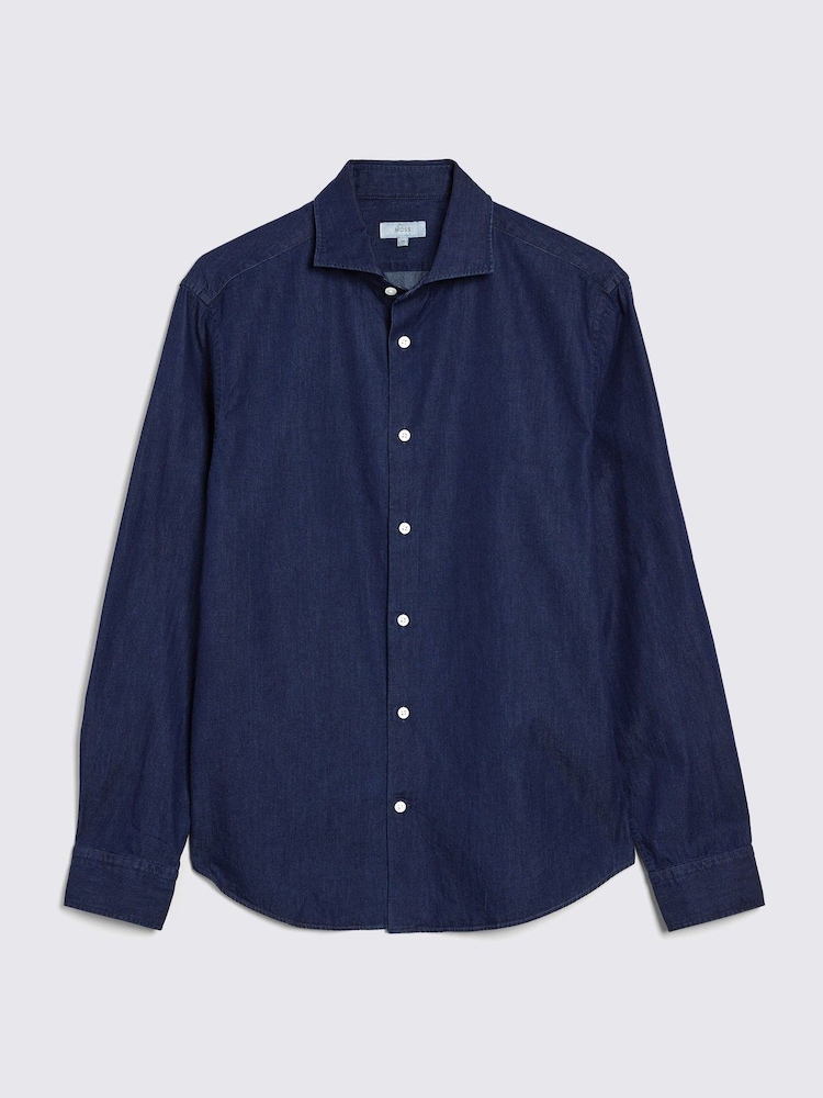 MOSS Blue 100% Cotton Denim Shirt - Image 5 of 6