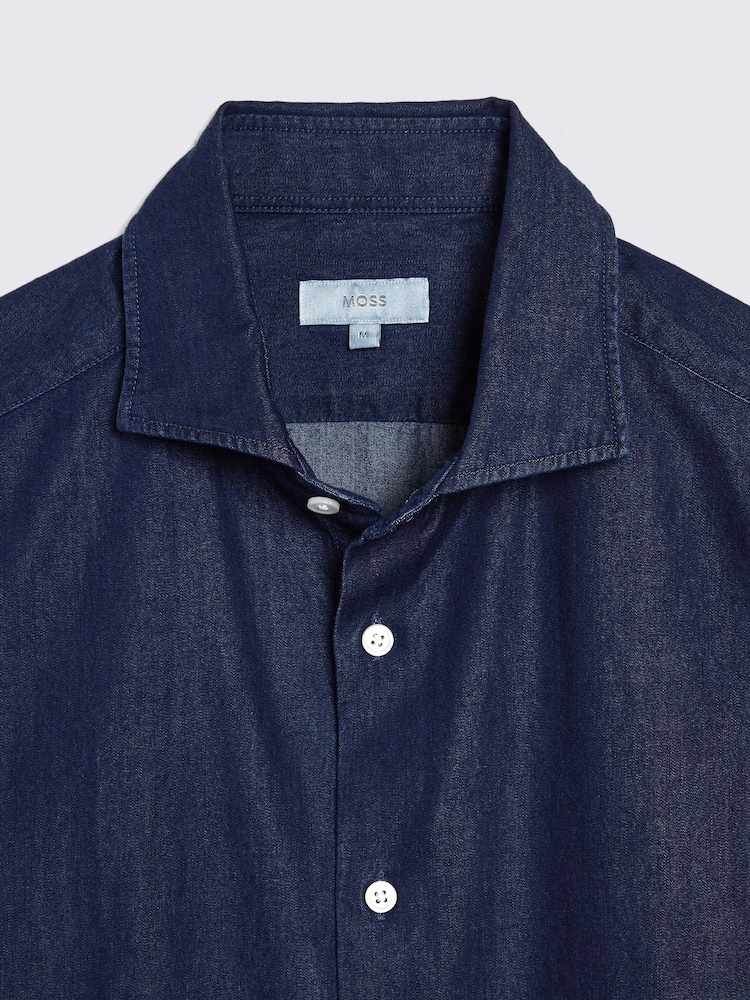 MOSS Blue 100% Cotton Denim Shirt - Image 6 of 6