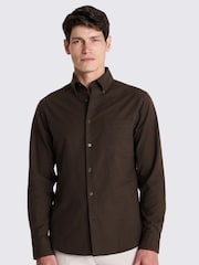 MOSS Brown 100% Cotton Washed Oxford Shirt - Image 1 of 6