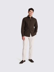 MOSS Brown 100% Cotton Washed Oxford Shirt - Image 2 of 6