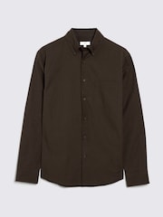 MOSS Brown 100% Cotton Washed Oxford Shirt - Image 5 of 6