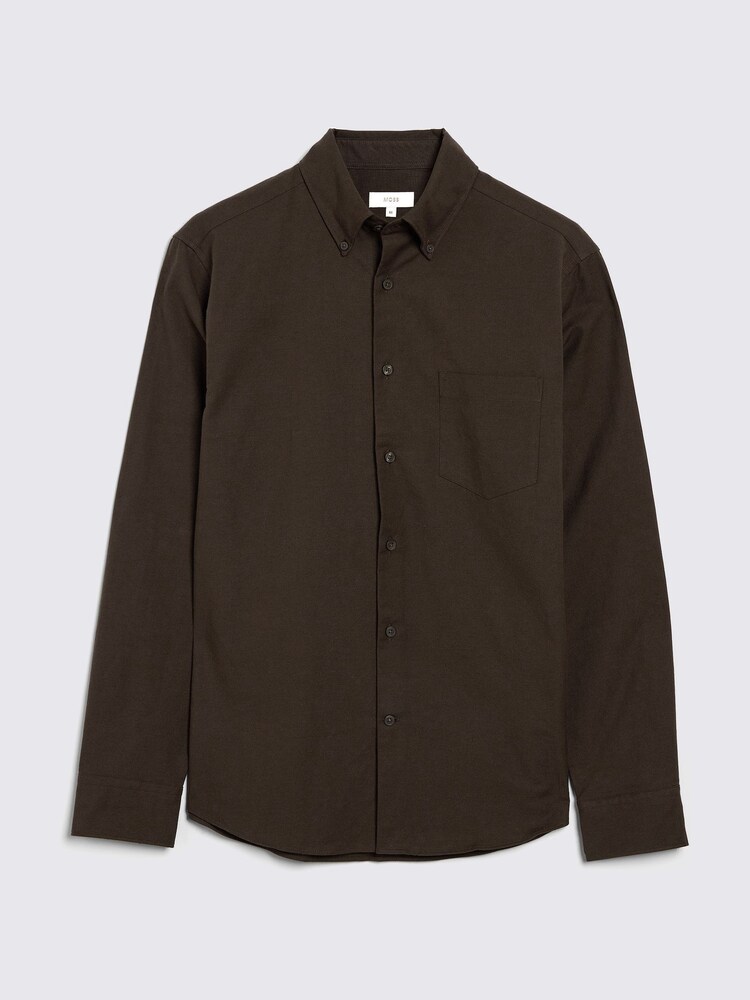 MOSS Brown 100% Cotton Washed Oxford Shirt - Image 5 of 6