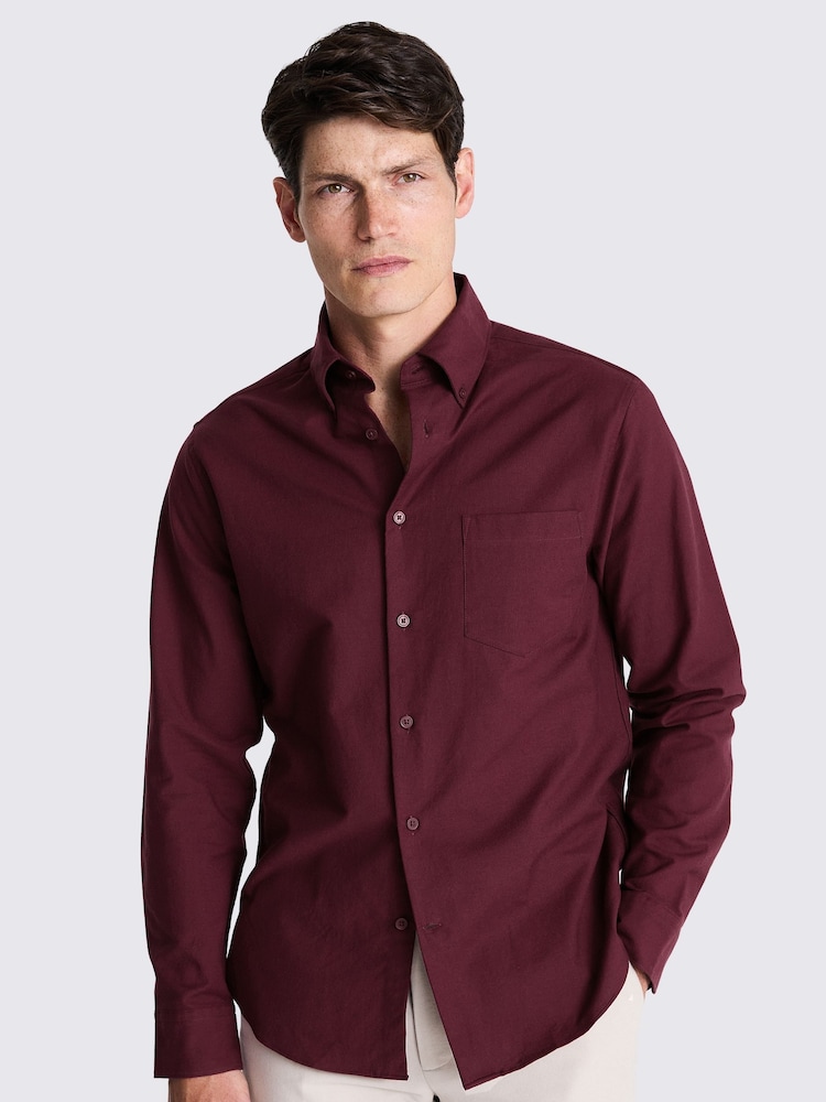 MOSS Red 100% Cotton Washed Oxford Shirt - Image 1 of 6