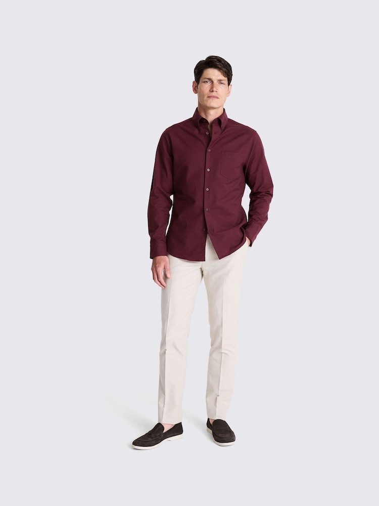 MOSS Red 100% Cotton Washed Oxford Shirt - Image 2 of 6