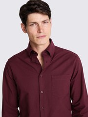 MOSS Red 100% Cotton Washed Oxford Shirt - Image 4 of 6
