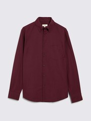 MOSS Red 100% Cotton Washed Oxford Shirt - Image 5 of 6