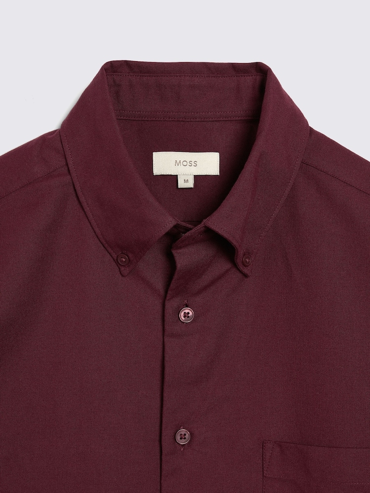 MOSS Red 100% Cotton Washed Oxford Shirt - Image 6 of 6