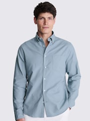 MOSS Blue Washed 100% Cotton Oxford Shirt - Image 1 of 4