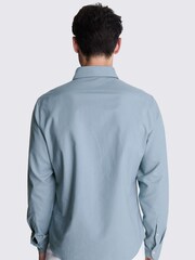 MOSS Blue Washed 100% Cotton Oxford Shirt - Image 3 of 4
