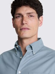 MOSS Blue Washed 100% Cotton Oxford Shirt - Image 4 of 4