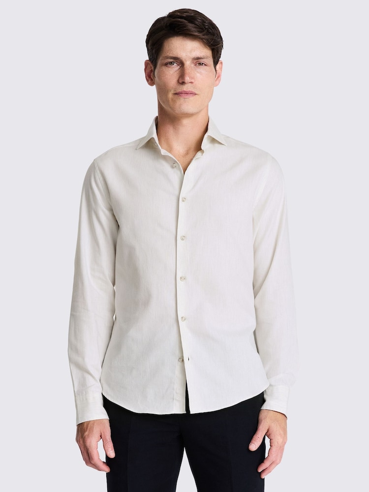 MOSS White Melange Brushed Shirt - Image 1 of 6