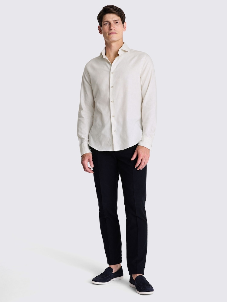 MOSS White Melange Brushed Shirt - Image 2 of 6 MOSS White Melange Brushed Shirt - Image 2 of 6
