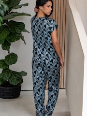 Pour Moi Black Satin Jersey T-Shirt Pyjama Set - Image 3 of 4