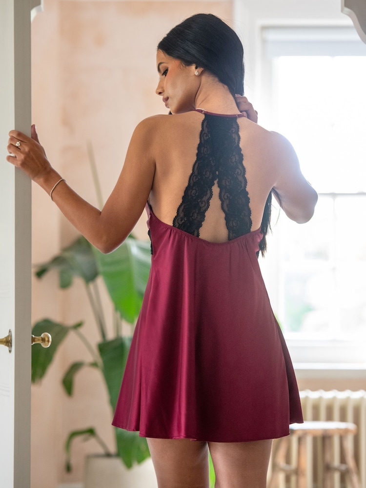Pour Moi Red Dusk Satin Lace Chemise - Image 2 of 4