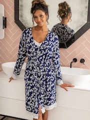 Pour Moi Blue Sofa Loves Lace Jersey Wrap Gown - Image 2 of 4