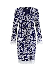 Pour Moi Blue Sofa Loves Lace Jersey Wrap Gown - Image 3 of 4