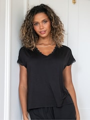 Pour Moi Black Sofa Loves Lace Hidden Support T-Shirt - Image 1 of 4