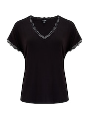 Pour Moi Black Sofa Loves Lace Hidden Support T-Shirt - Image 3 of 4