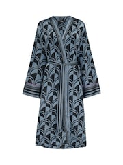 Pour Moi Black Satin Print Mix Midi Gown - Image 3 of 4